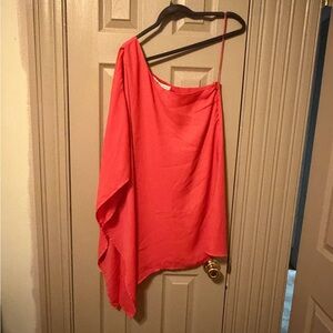 Cupcakes & Cashmere Coral Asymmetrical Top